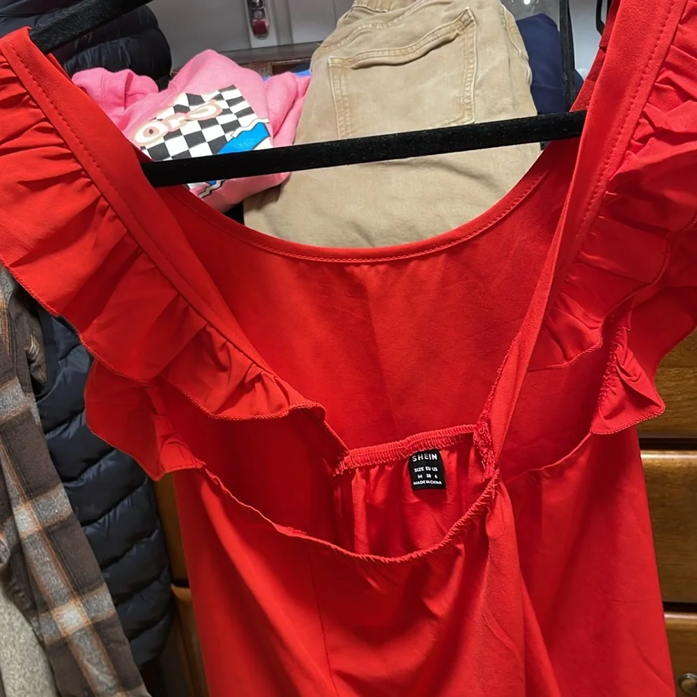 Red Ruffle Sleeve Top - Picture 2 of 2